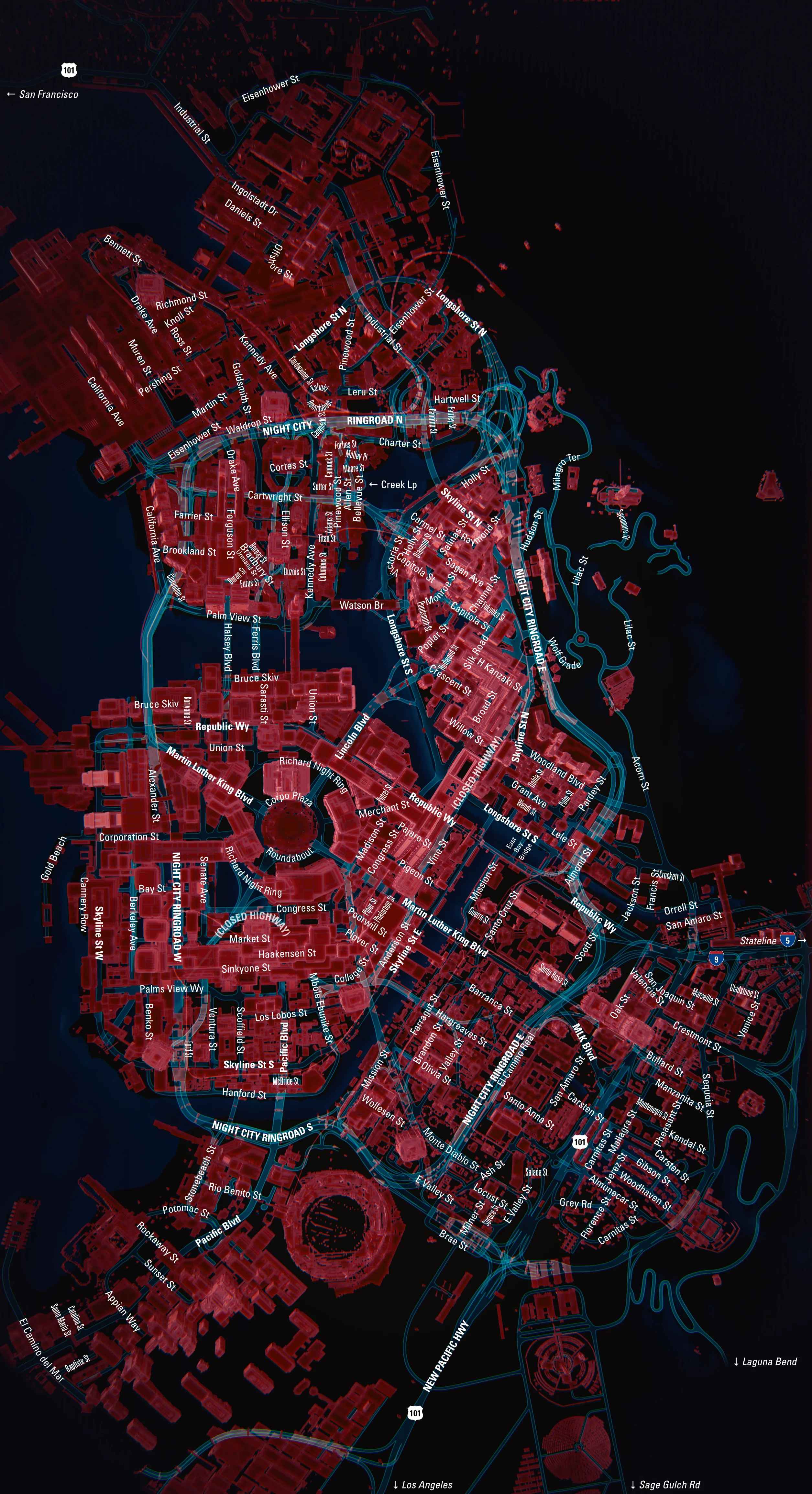 Night City Street Map circa 2077 The Data Pool Crayven MercNet Night City Street Map circa 2077 The Data Pool Crayven MercNet
